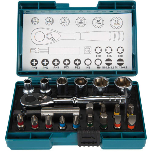 Bộ mũi vặn vít có cần siết 21 chi tiết Makita B-54081